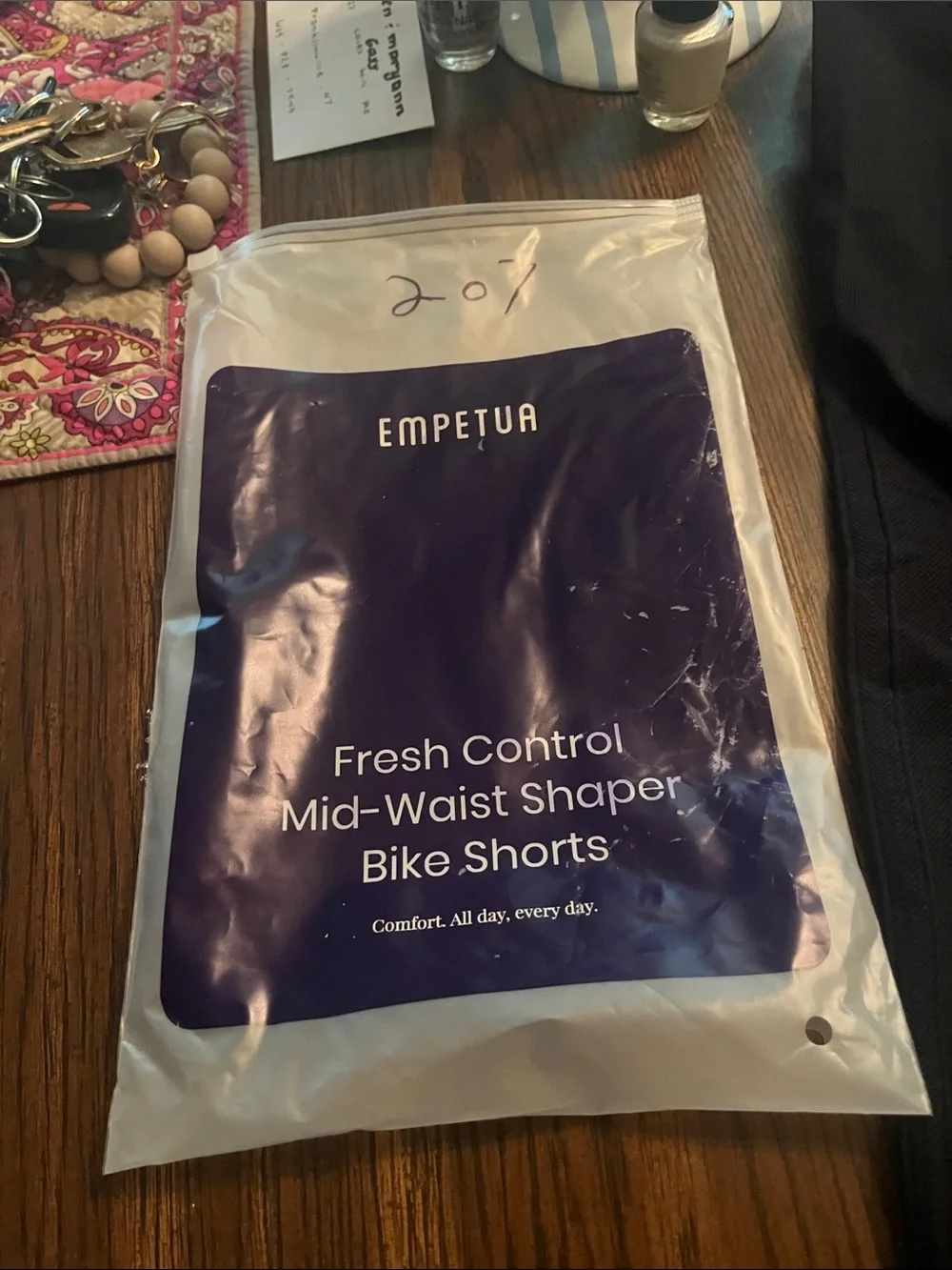 Empetua Fresh Control Mid-Waist Shaper Bike Shorts - Deep Purple Packaging